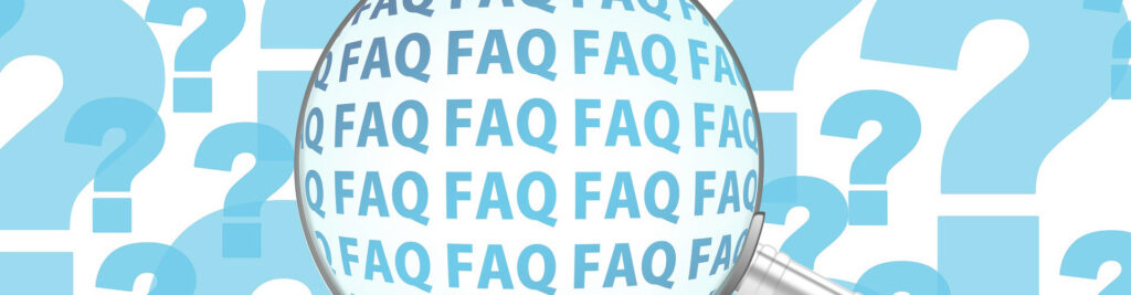 虫眼鏡ではFAQと見える無数の「?」